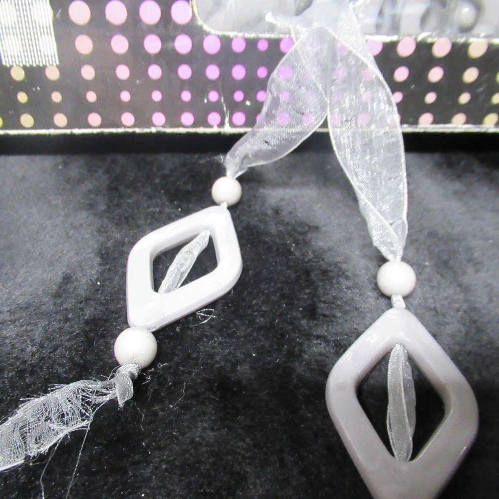 Grey Beaded Ribbon Window Curtain/Panel - Picture 5 of 6